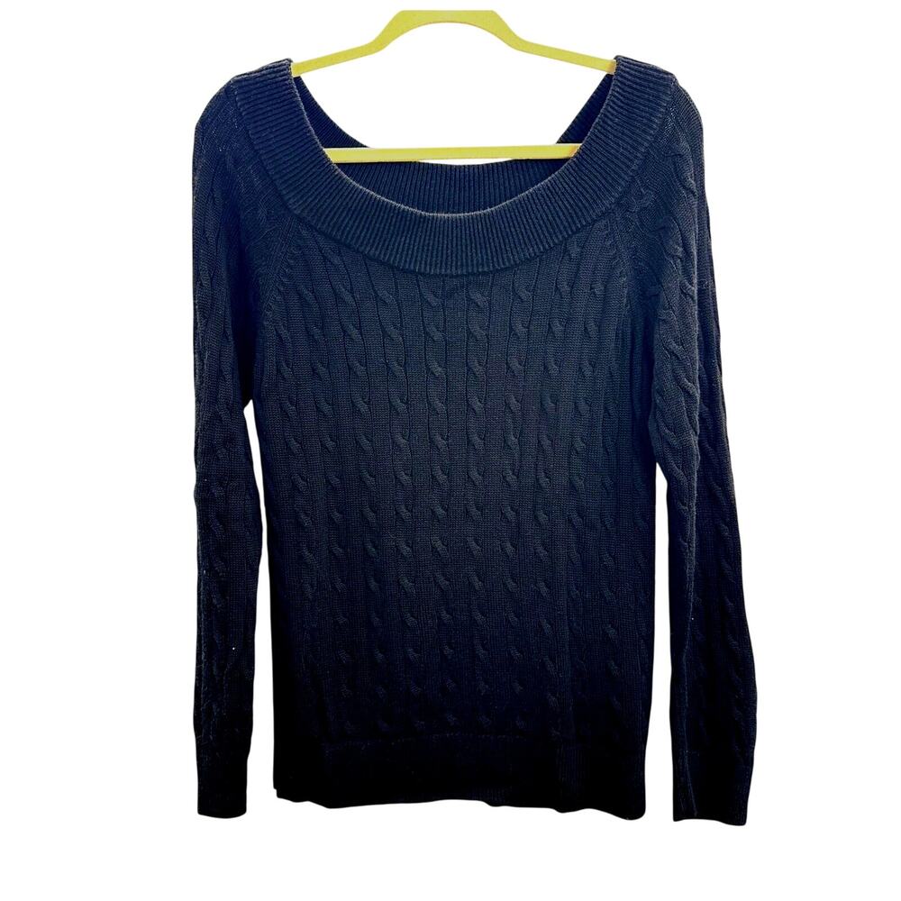 Lauren Ralph Lauren Black Wide Scoop Neck Sweater Large